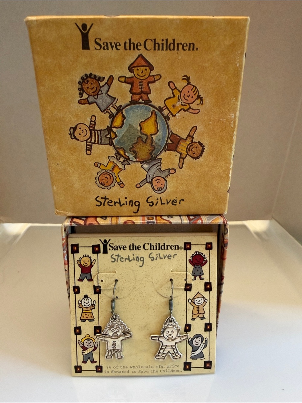 Sterling Silver “Save the Children” Earrings